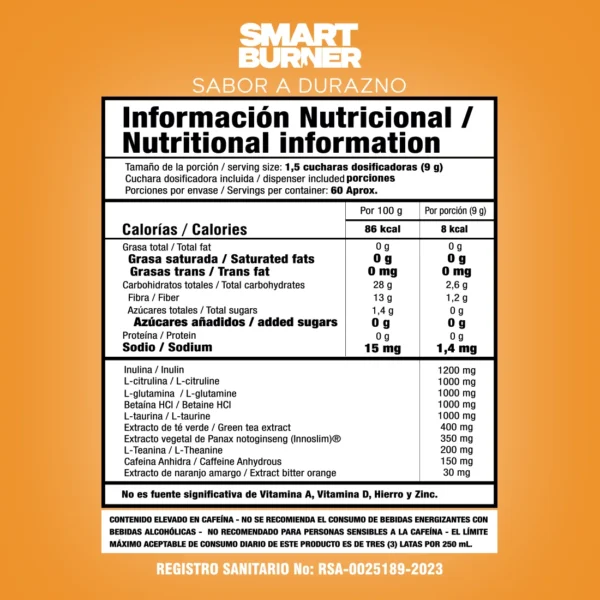 Smart Burner 540gr Smart Nutrition - Image 2