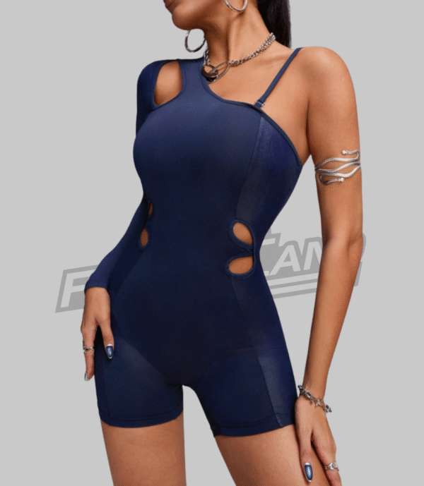 Enterizo corto control abdomen manga larga unilateral